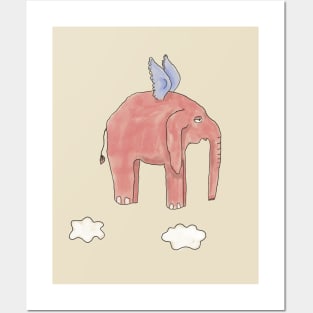 "pink elephant tired of flying" Posters and Art